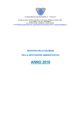 Registro Delibere Deputazione Amministrativa 2016