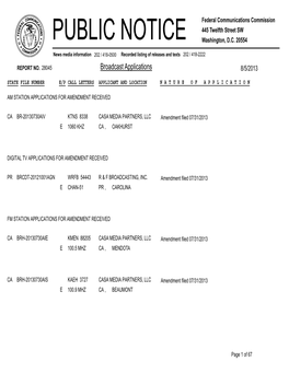 Broadcast Applications 8/5/2013