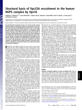 Structural Basis of Vps33a Recruitment to the Human HOPS Complex by Vps16