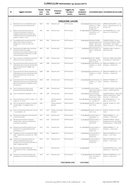 CURRICULUM PROFESSIONALE Ing. Giovanni MATTA
