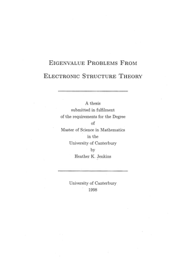 Eigenvalue Problems from Electronic Structure Theory