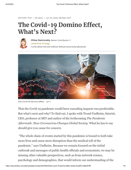 The Covid-19 Domino Effect, What's Next?