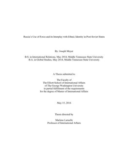 Russia's Use of Force and Its Interplay with Ethnic