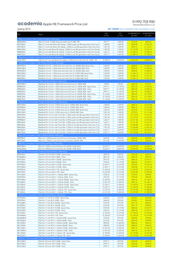 Apple HE Framework Price List (Spring 2019)