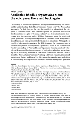 Apollonius Rhodius Argonautica 4 and the Epic Gaze: There and Back Again