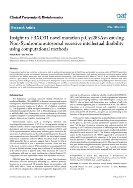 Insight to FBXO31 Novel Mutation P.Cys283asn Causing Non