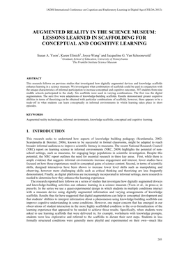 Augmented Reality in the Science Museum: Lessons Learned in Scaffolding for Conceptual and Cognitive Learning