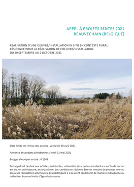 Appel À Projets Sentes 2021 Beauvechain (Belgique)