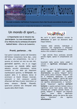 Un Mondo Di Sport…