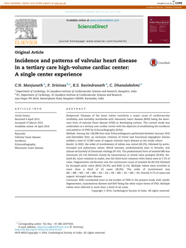 Incidence and Patterns of Valvular Heart Disease In&Nbsp