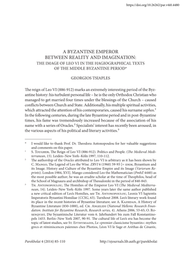 A Byzantine Emperor Between Reality and Imagination: the Image of Leo Vi in the Hagiographical Texts of the Middle Byzantine Period*