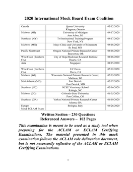 2020 International Mock Board Exam Coalition