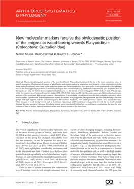 New Molecular Markers Resolve the Phylogenetic Position of the Enigmatic Wood-Boring Weevils Platypodinae (Coleoptera: Curculionidae)