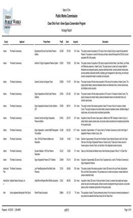 Ohio Public Works Commission Clean Ohio Fund - Green Space Conservation Program Acreage Report