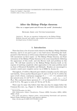 After the Bishop–Phelps Theorem “Give Me a Support Point and I’Ll Move the World” (Archimedes)