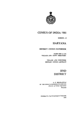 Village & Townwise Primary Census Abstract, Jind, Part XIII a & B, Series-6, Haryana