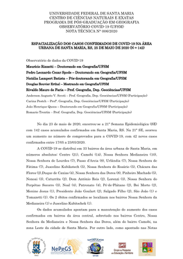 Nota Técnica N° 006/2020