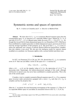 Symmetric Norms and Spaces of Operators