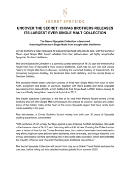 Uncover the Secret: Chivas Brothers Releases Its Largest Ever Single Malt Collection