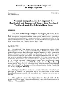 Proposed Comprehensive Development for Residential and Commercial Uses at Java Road and Tin Chiu Street, North Point, Hong Kong
