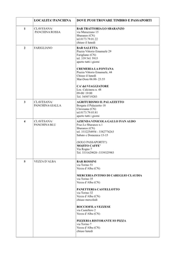 Localita'/Panchina Dove Puoi Trovare Timbro E Passaporti