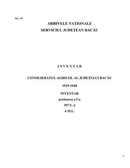 Arhivele Naţionale Serviciul Judeţean Bacău