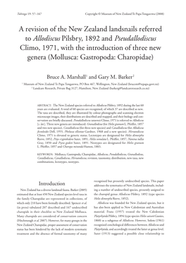 A Revision of the New Zealand Landsnails Referred to Allodiscus Pilsbry, 1892 and Pseudallodiscus Climo, 1971, with the Introduc