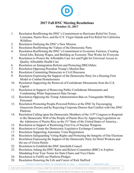 2017 Fall DNC Meeting Resolutions October 21, 2017