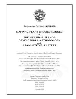 MAPPING PLANT SPECIES RANGES the Hawaiian ISLANDS