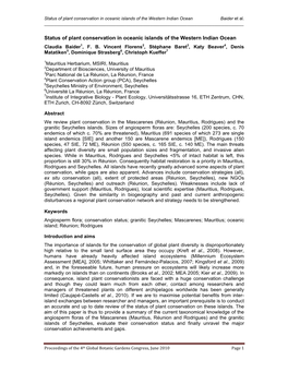 Status of Plant Conservation in Oceanic Islands of the Western Indian Ocean Baider Et Al