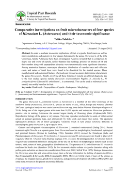 (Asteraceae) and Their Taxonomic Significance Tulika Talukdar* Department of Botany, A.P.C