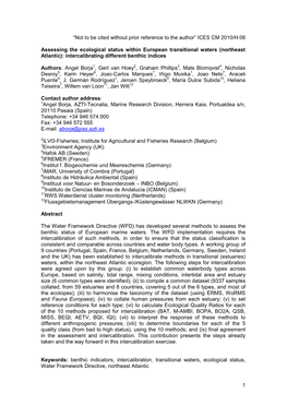 Assessing the Ecological Status Within European Transitional Waters (Northeast Atlantic) Intercalibrating Different Benthic Indi