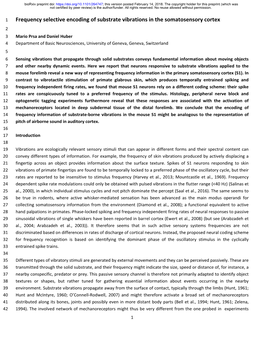 Frequency Selective Encoding of Substrate Vibrations in The