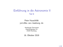 Einführung in Die Astronomie II Teil 9