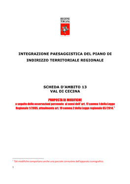 Integrazione Paesaggistica Del Piano Di Indirizzo Territoriale Regionale