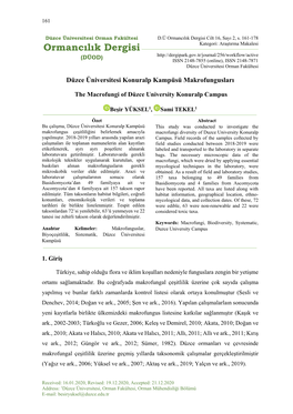 Ormancılık Dergisi Cilt 16, Sayı 2, S