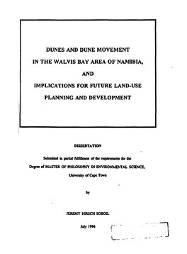 Dunes and Dune Movement in the Walvis Bay Area of Namibia, And