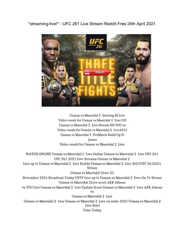 UFC 261 Live Stream Reddit Free 24Th April 2021