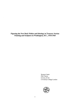 Figuring the New Deal: Politics and Ideology in Treasury Section Painting and Sculpture in Washington, D.C., 1934-1943