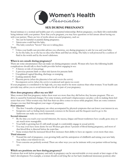 SEX DURING PREGNANCY Sexual Intimacy Is a Normal and Healthy Part of a Committed Relationship