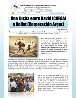 Una Lucha Entre David (COFOA) Y Goliat (Corporación Argoz)