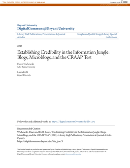 Blogs, Microblogs, and the CRAAP Test Dawn Wichowski Salve Regina University