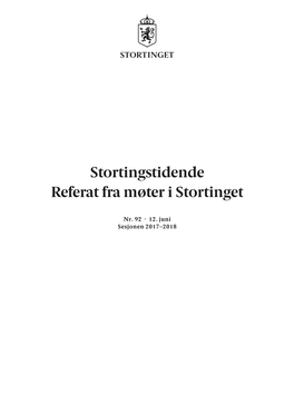 Stortingstidende Referat Fra Møter I Stortinget