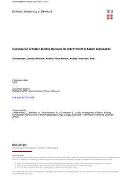 Investigation of Starch Binding Domains for Improvement of Starch Degradation