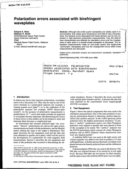 Polarization Errors Associated with Birefringent Waveplates