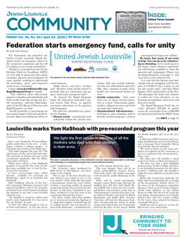 Federation Starts Emergency Fund, Calls for Unity by Staff and Releases the Federation Has Launched the and Support for Long-Term Viability