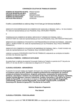 SINDICATO DOS EMPREGADOS NO COMERCIO DE CASCAVEL E REGIAO, CNPJ N