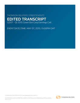 Q1 2015 Green Dot Corp Earnings Call On