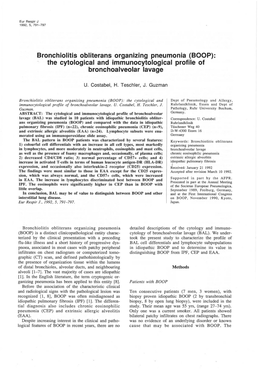 Bronchiolitis Obliterans Organizing Pneumonia (BOOP): the Cytological and Immunocytological Profile of Bronchoalveolar Lavage