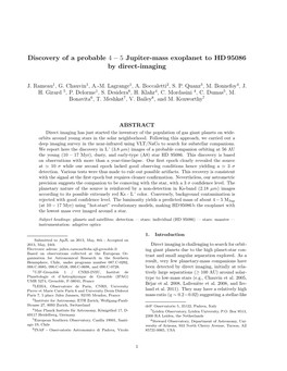 Discovery of a Probable 4 − 5 Jupiter-Mass Exoplanet to HD 95086 by Direct-Imaging